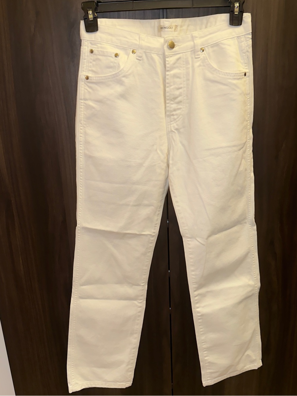 NWOT Renggli Straight Jean Bone Off-White Size 27 100% Cotton Rigid Denim - Picture 3 of 7